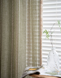 Tassels Edge Striped Embroidered Solid Color Curtains