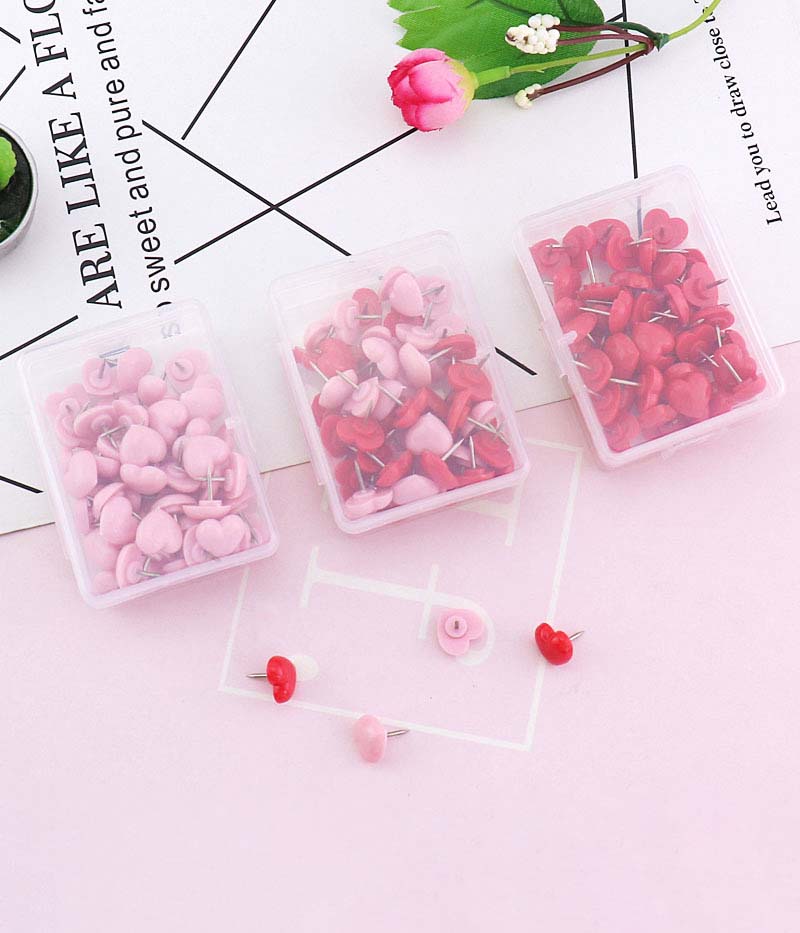 DIY Red Heart Shaped Board Pin (50 PCS)