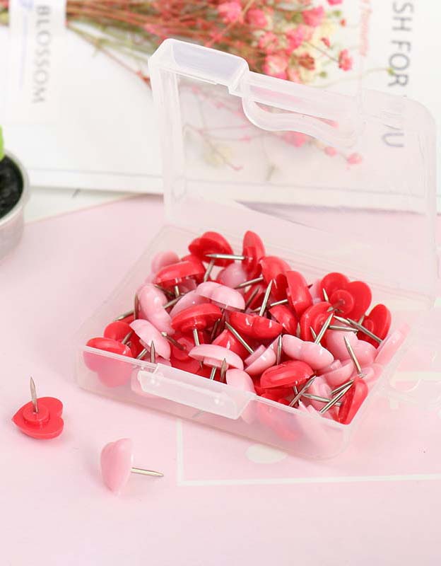 DIY Red Heart Shaped Board Pin (50 PCS)