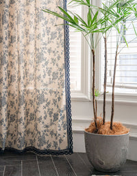 Blue Flower Printed Farmhouse-style Curtain