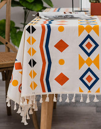 Bohemian Geometric Pattern Tablecloth with Tassel