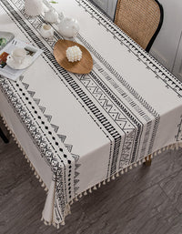 Bohemian Geometric Pattern Tablecloth with Tassel