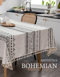 Bohemian Geometric Pattern Tablecloth with Tassel