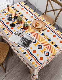 Bohemian Geometric Pattern Tablecloth with Tassel