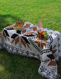 Manta de picnic al aire libre de algodón con estampado de hojas bohemias