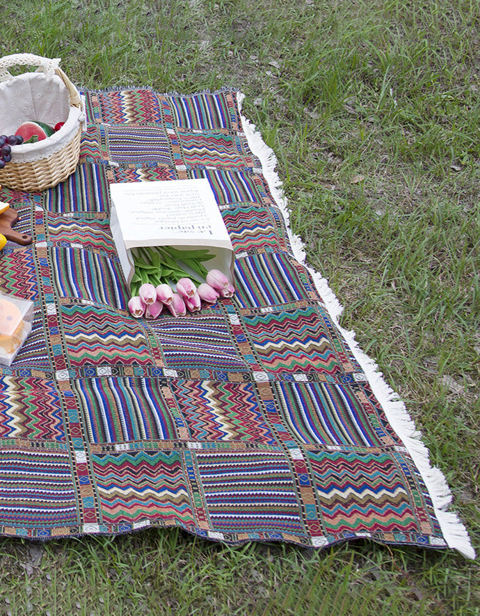 Manta de picnic para exteriores con estampado bohemio mixto