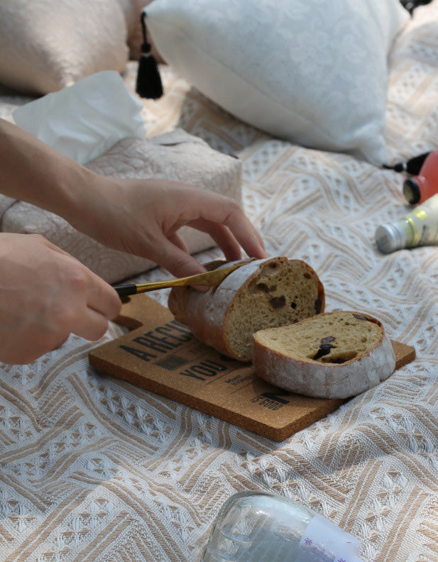 Manta de picnic con borlas para acampar al aire libre con correa de cuero