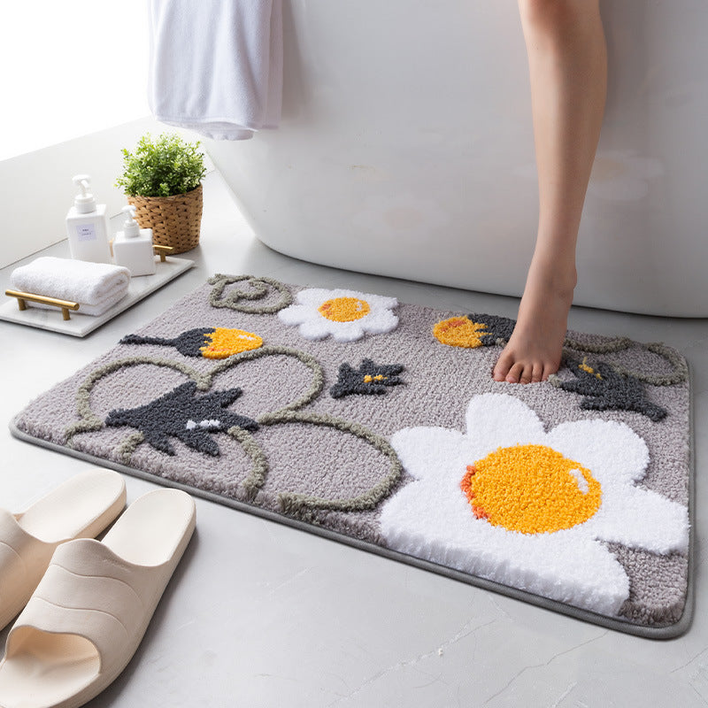 Cartoon Daisy Flocking Bath mat