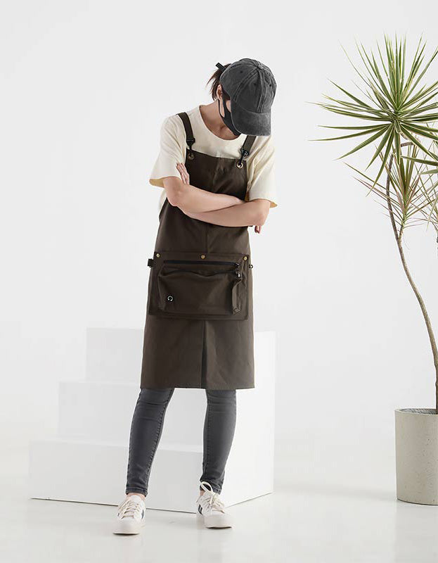 Tablier imperméable en toile de coton avec sac portable