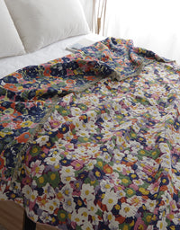 Cotton Double Sides Flower Bed Cover Sofa Blanket