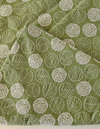 Cotton Linen Embroidery Leaves Fabric