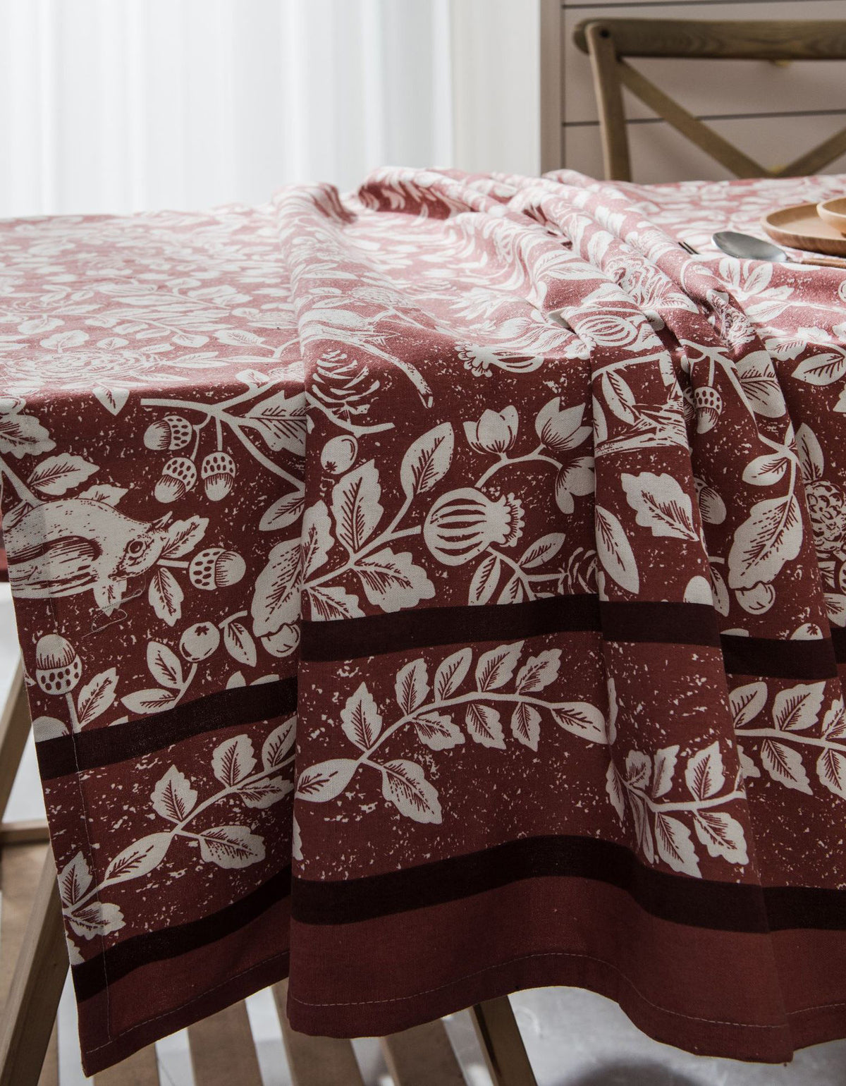 Cotton Linen Flower Print Tablecloth