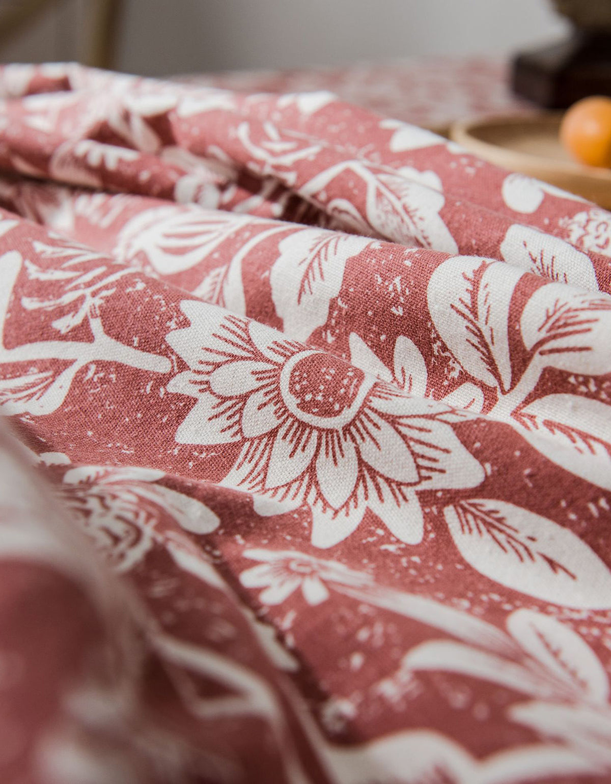 Cotton Linen Flower Print Tablecloth