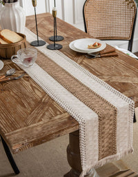 Cotton Linen Weaving Tassel Table Runner