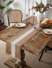 Cotton Linen Weaving Tassel Table Runner