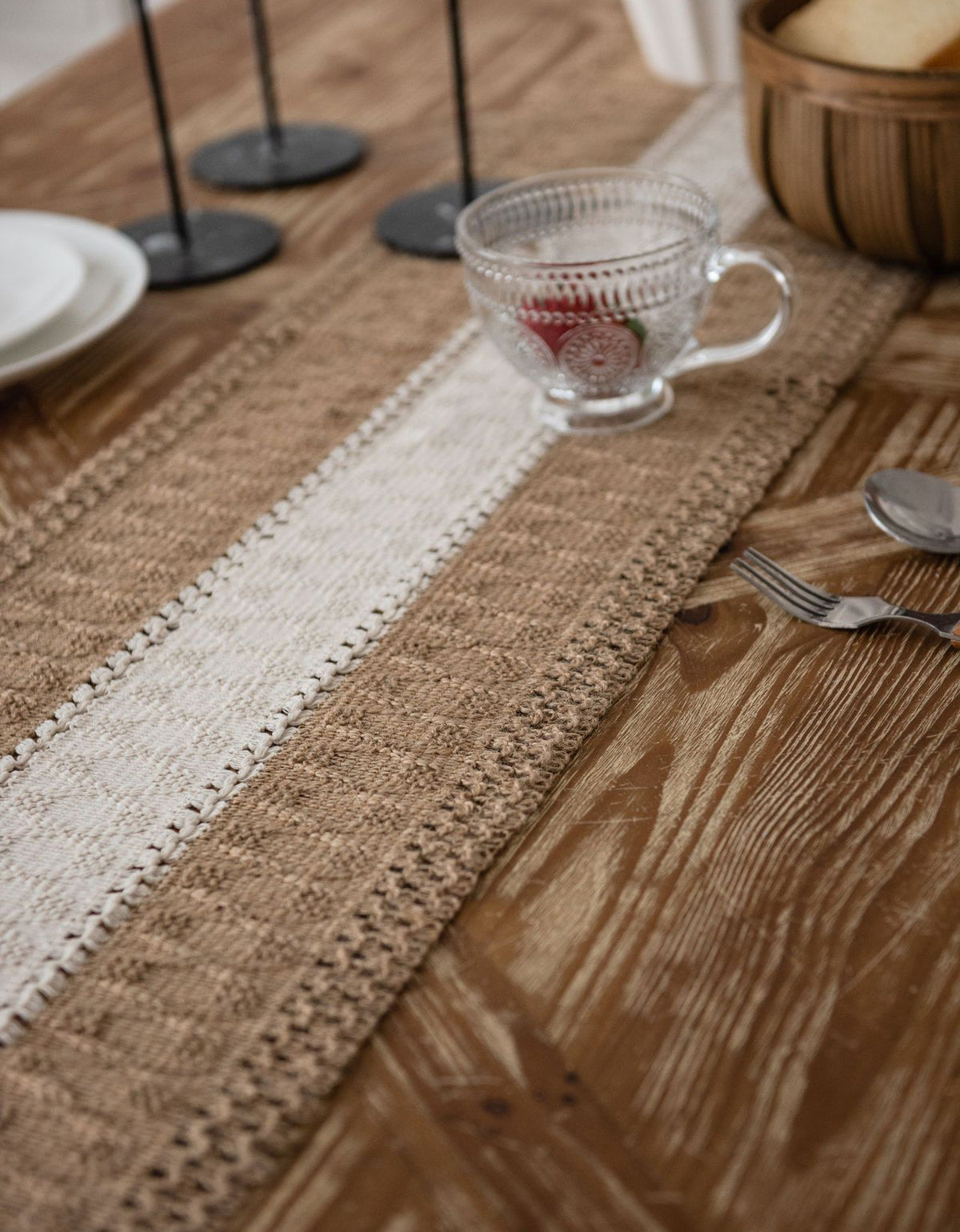 Cotton Linen Weaving Tassel Table Runner