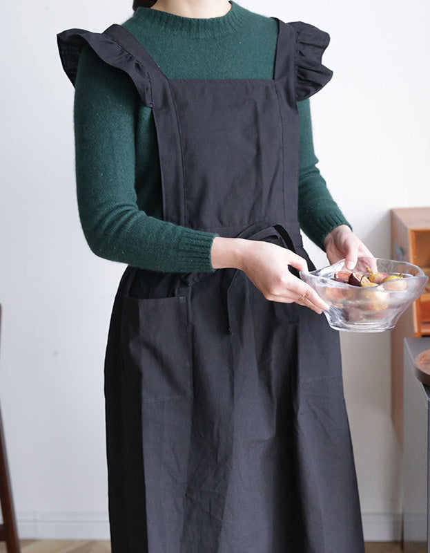 Tablier de cuisine imperméable à volants en coton