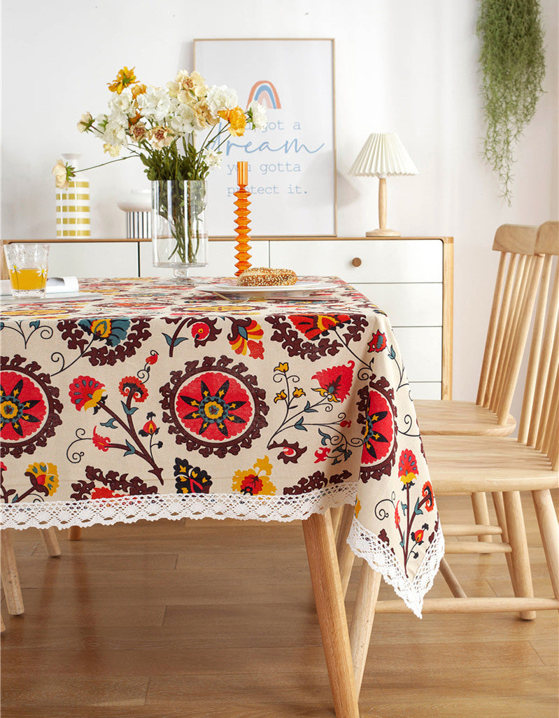 Countryside Style Bohemian Floral Tablecloth