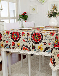 Mantel bohemio con diseño floral de estilo campestre