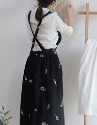 Embroidery Cotton Kitchen Apron With Pockets