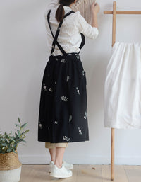 Embroidery Cotton Kitchen Apron With Pockets