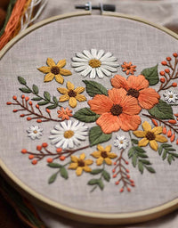 Kit de broderie de fleurs fait main pour débutant (matériel inclus)