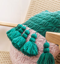 Ethnic Style Knitted Tassel Cushion Cover