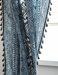 Farmhouse-style Bohemian Blue Geometric Printing Curtains