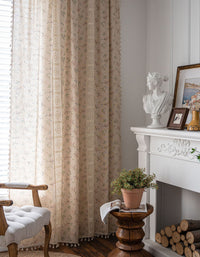 Farmhouse-style Fringe Daisy Floral Print Curtains