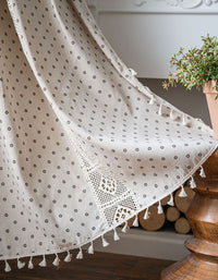 Farmhouse-style Fringe Daisy Floral Print Curtains