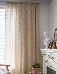 Farmhouse-style Fringe Daisy Floral Print Curtains