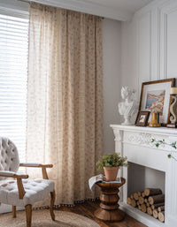 Farmhouse-style Fringe Daisy Floral Print Curtains