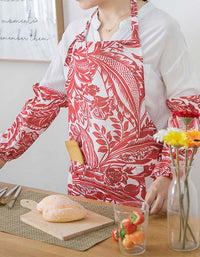 Flower Pattern Apron with Sleeve Covers