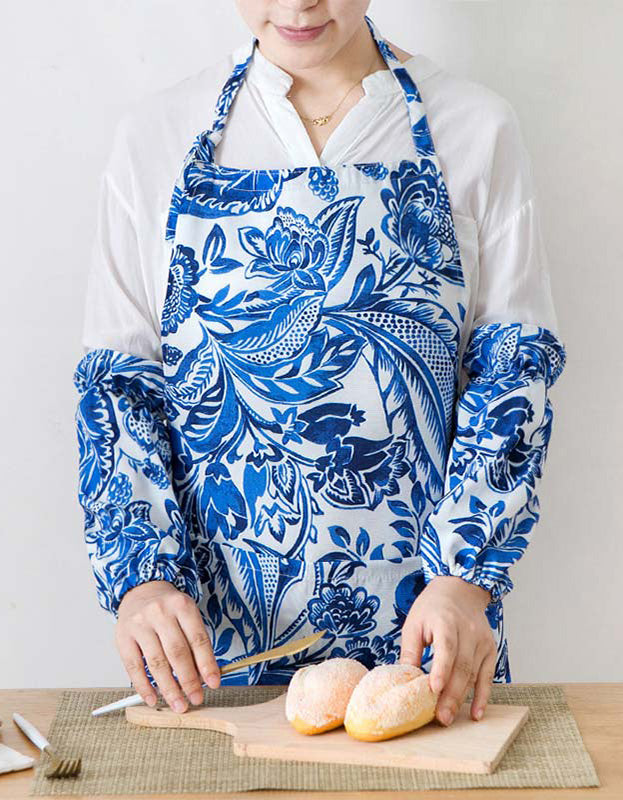 Flower Pattern Apron with Sleeve Covers