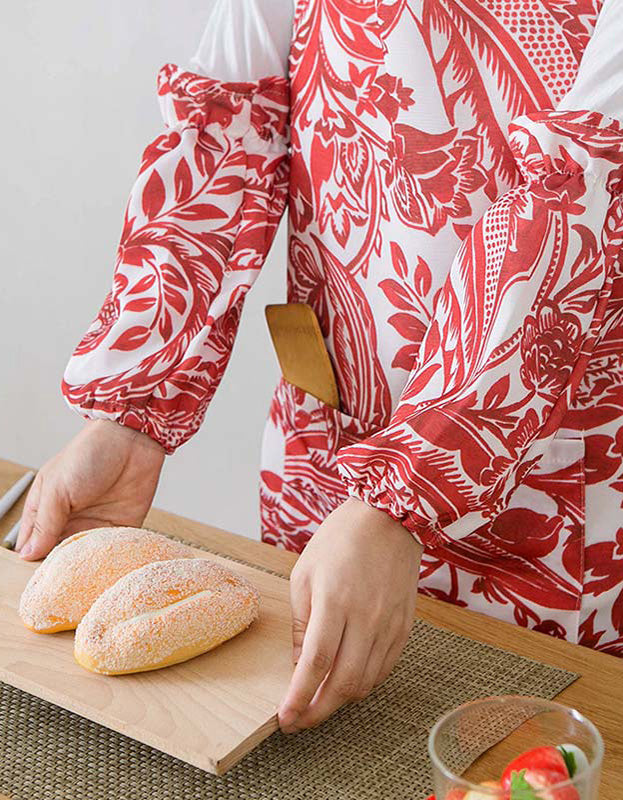 Flower Pattern Apron with Sleeve Covers