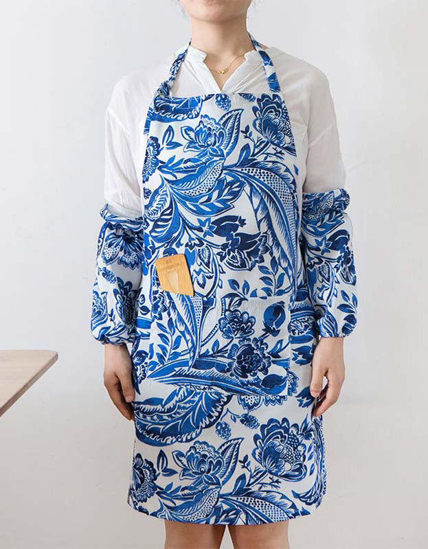 Flower Pattern Apron with Sleeve Covers