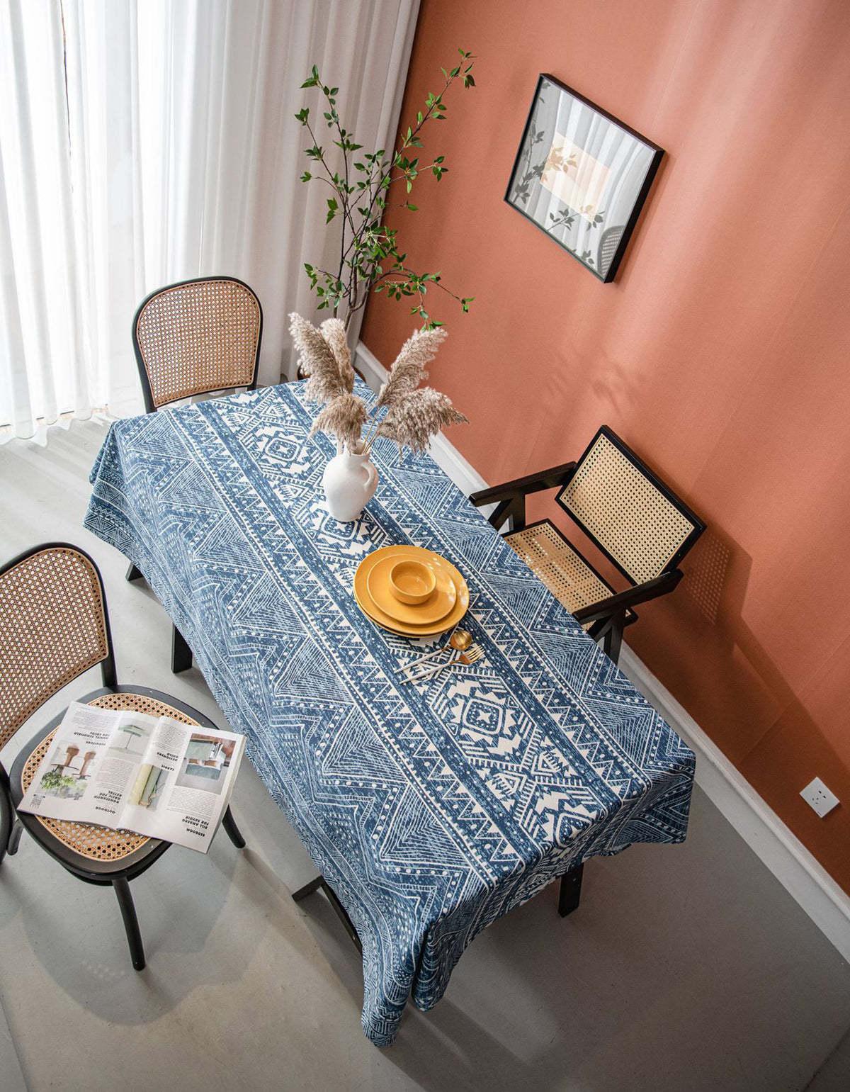 Geometric Pattern Cotton Linen Tablecloth