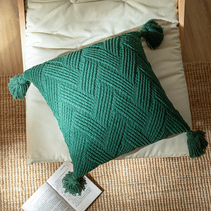 Housse de coussin carrée en tricot vert