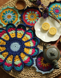 Handmade Crochet Flower Shape Placemat Coasters (5PCS)