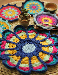 Handmade Crochet Flower Shape Placemat Coasters (5PCS)