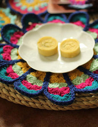 Handmade Crochet Flower Shape Placemat Coasters (5PCS)