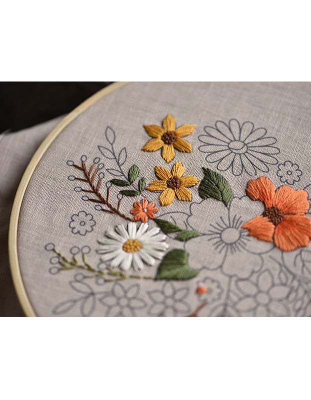 Kit de broderie de fleurs fait main pour débutant (matériel inclus)