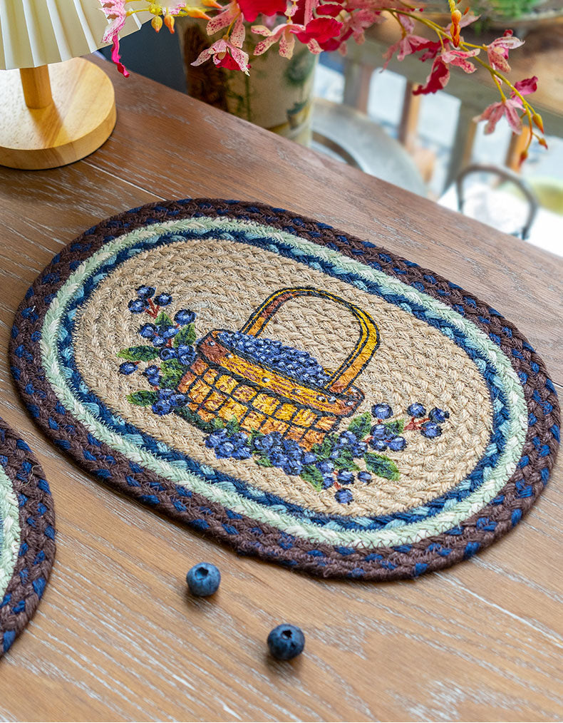 Set de table tissé en jute brodé à la main