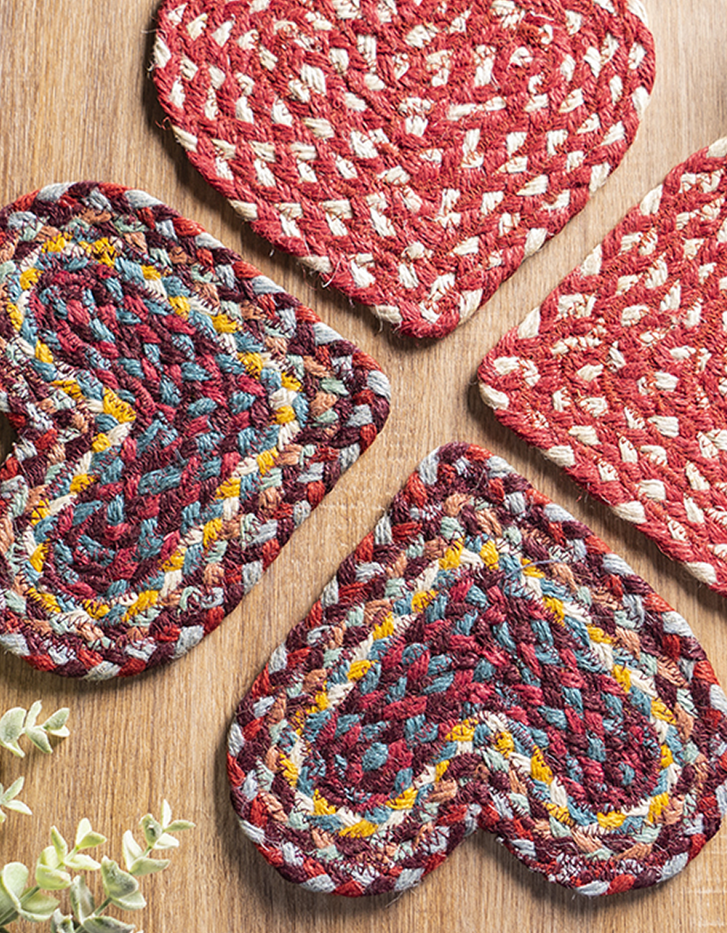 Heart Shape Handmade Woven Tablemat Potholders