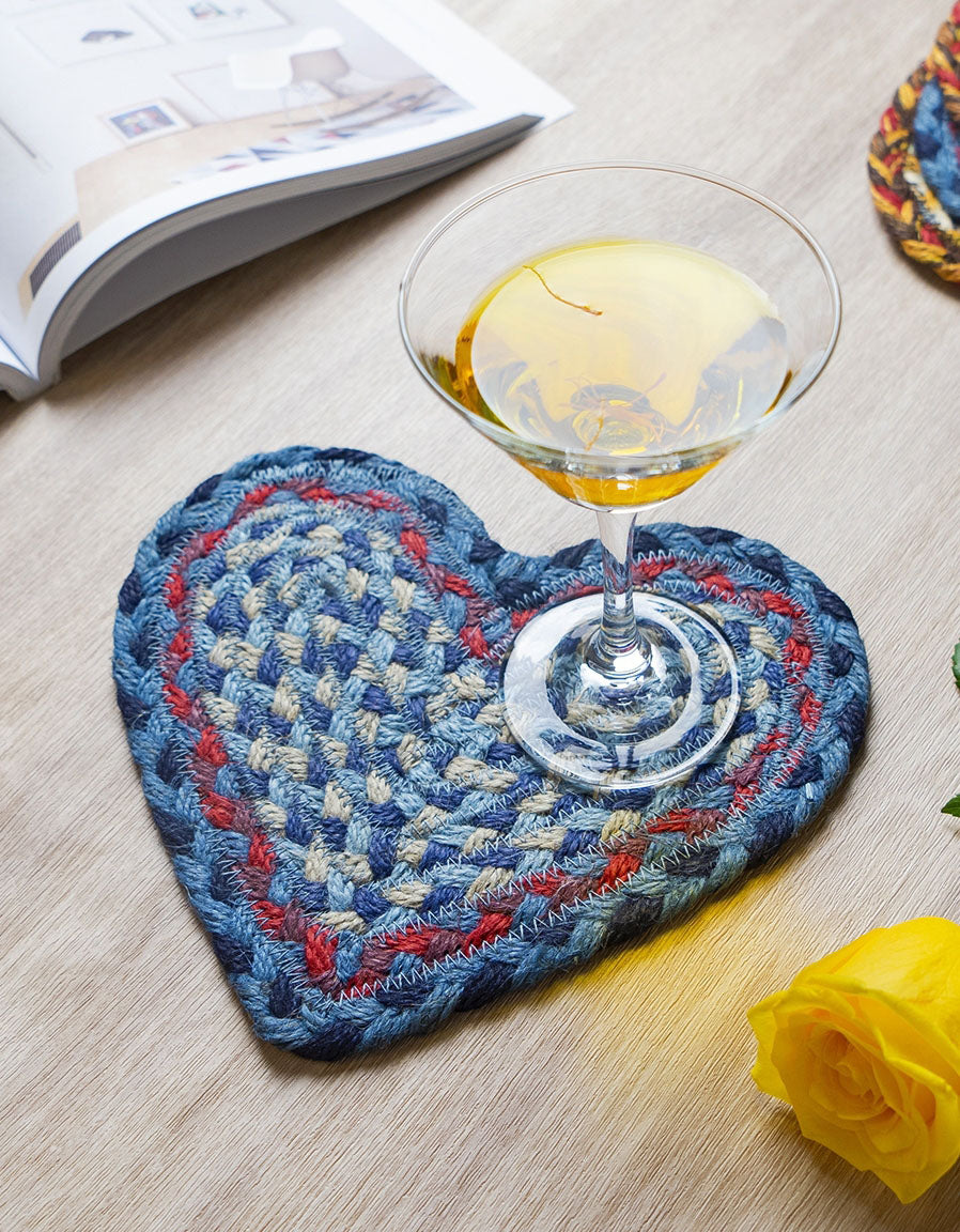 Heart Shape Handmade Woven Tablemat Potholders