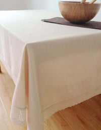 Nappe en coton de style méditerranéen avec bordure en dentelle