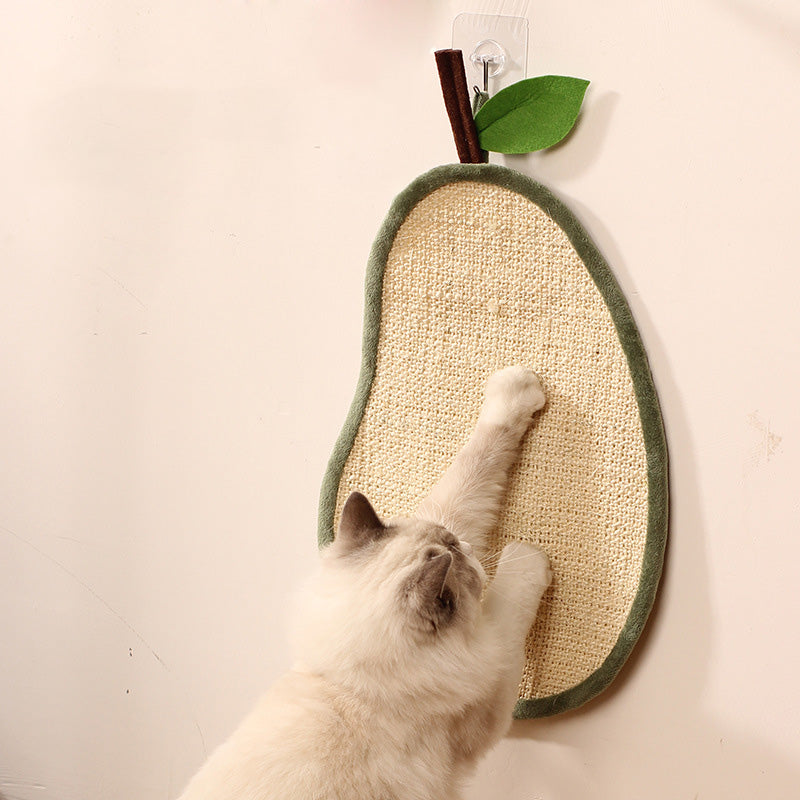 Tapis à gratter en sisal naturel en forme de poire pour chat