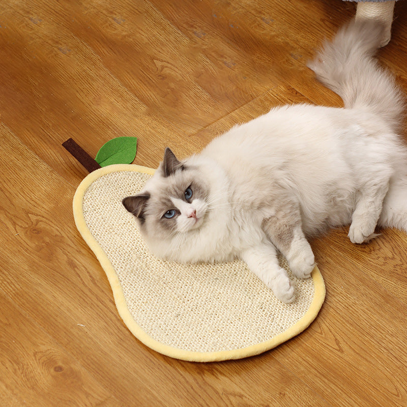 Tapis à gratter en sisal naturel en forme de poire pour chat