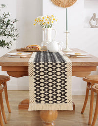 Chemin de table en jacquard de style nordique noir et blanc