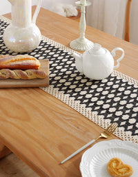 Chemin de table en jacquard de style nordique noir et blanc